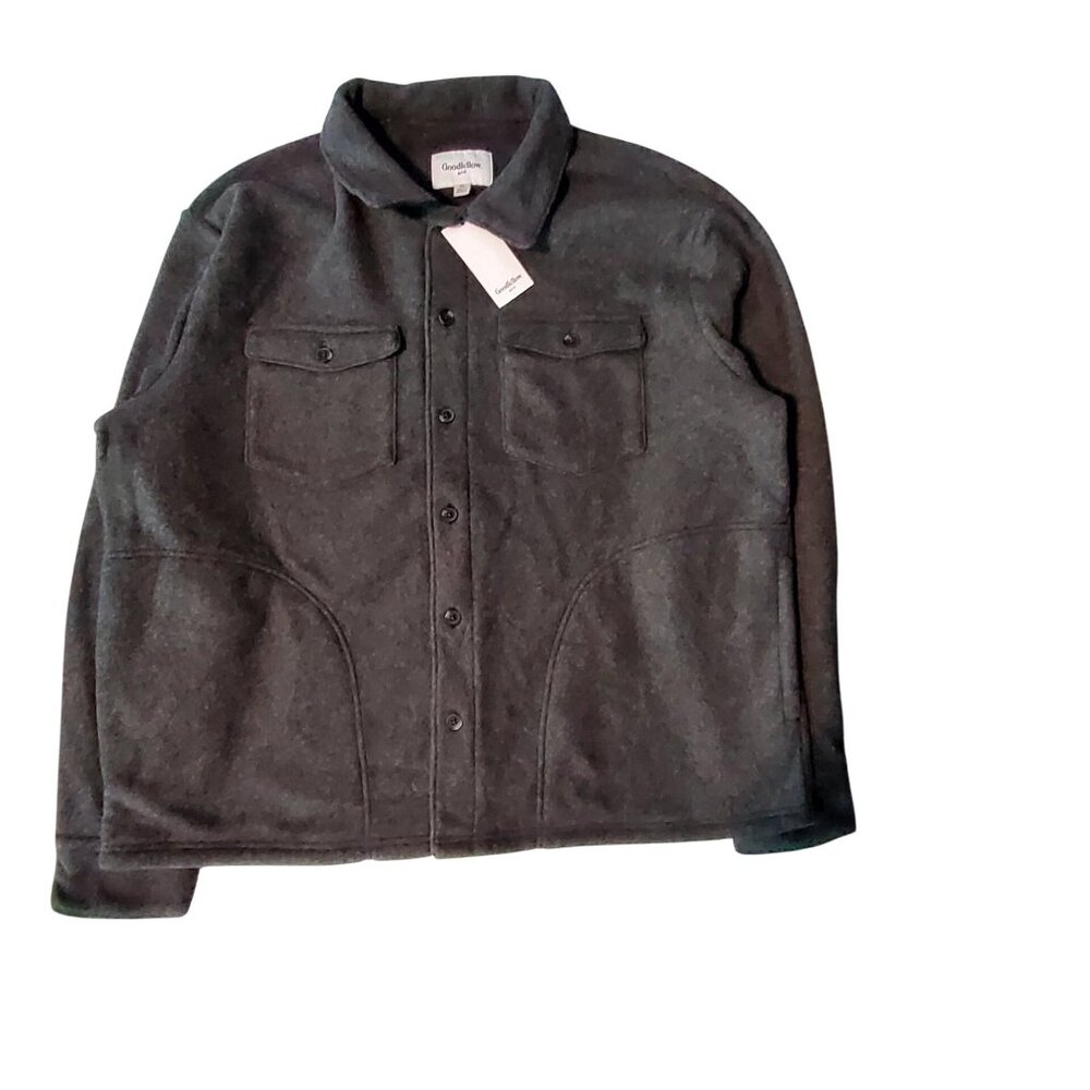 Goodfellow & Co Mens Recycled Polyester Gray Shirt Jacket XL Button-down closure